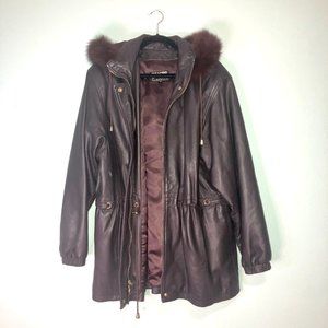 DAMSELLE Soft Leather Coat w real Fur Trim